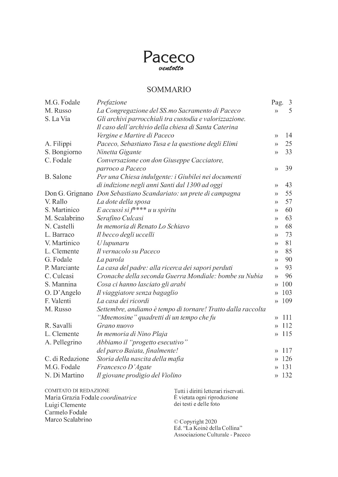 Paceco 28 - Sommario